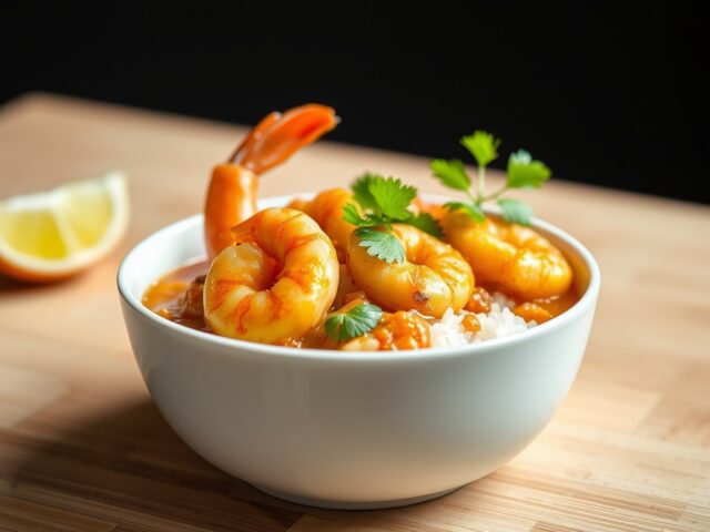 Garnalen Curry III — AI-gegenereerde illustratie