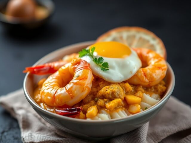 Garnalen en Eieren met Curry Madras — AI-gegenereerde illustratie