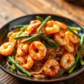 Garnalen en Groene Asperges uit de Wok