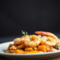 Garnalen met pompoen en kaas