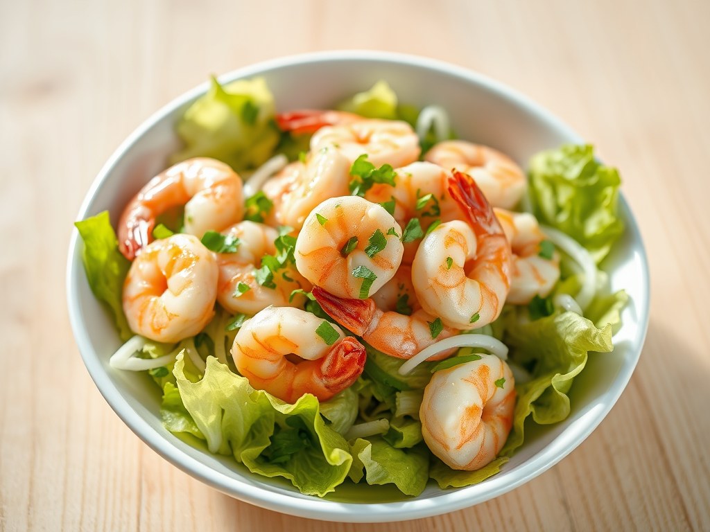 Garnalen salade, AI-gegenereerde illustratie