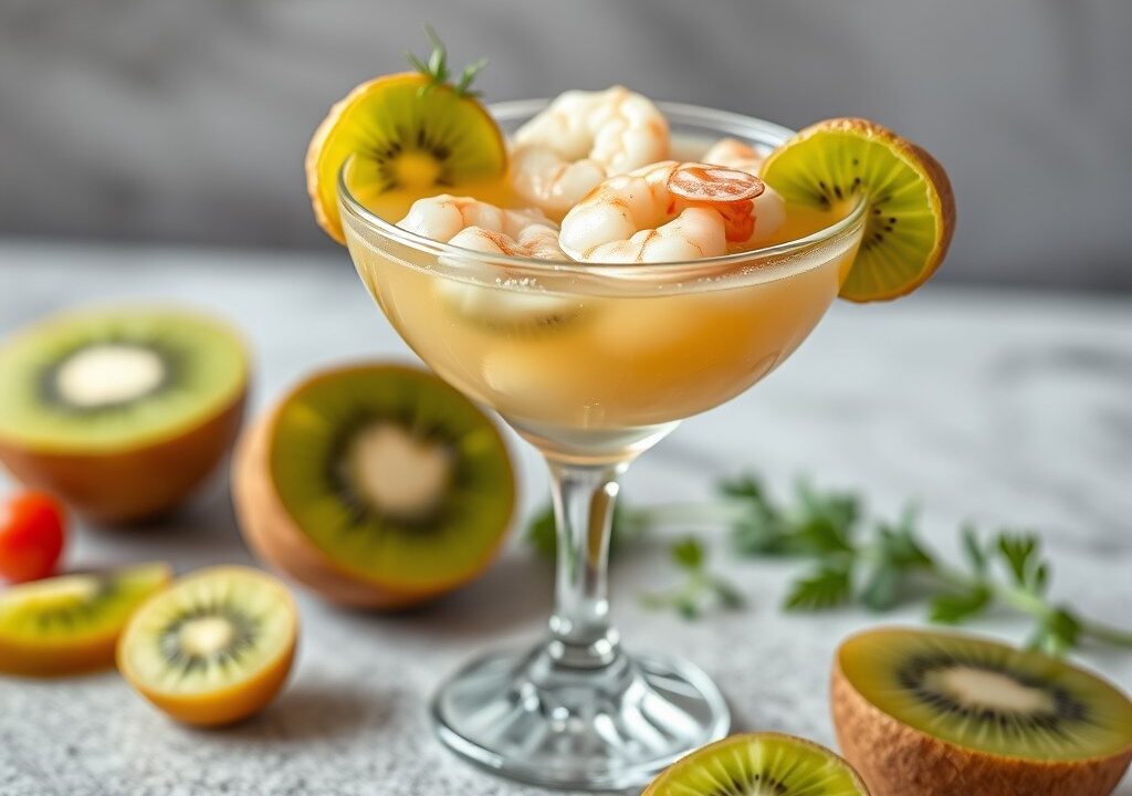Garnalencocktail met Kiwi, AI-gegenereerde illustratie