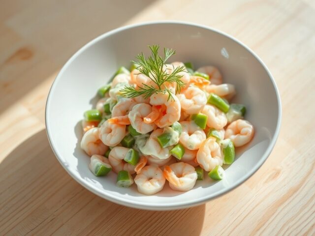 Garnalensalade met dilleroom en peultjes
