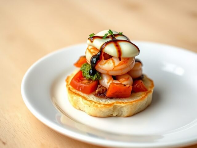 Garnalentartaartje met tomatensalsa en mozzarella