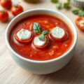 Gazpacho met cabecou gevulde tomaatjes