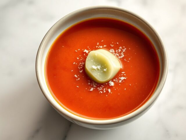 Gazpacho met komkommersorbet