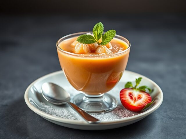 Gazpacho met komkommersorbet — AI-gegenereerde illustratie