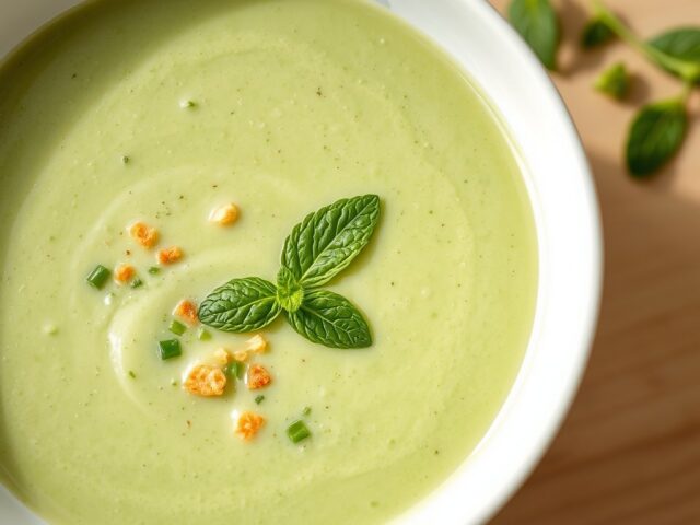 Gazpacho van komkommer en munt