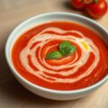 Gazpacho van pruimtomaten met basilicumschuim