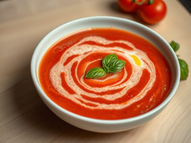 Gazpacho van pruimtomaten met basilicumschuim