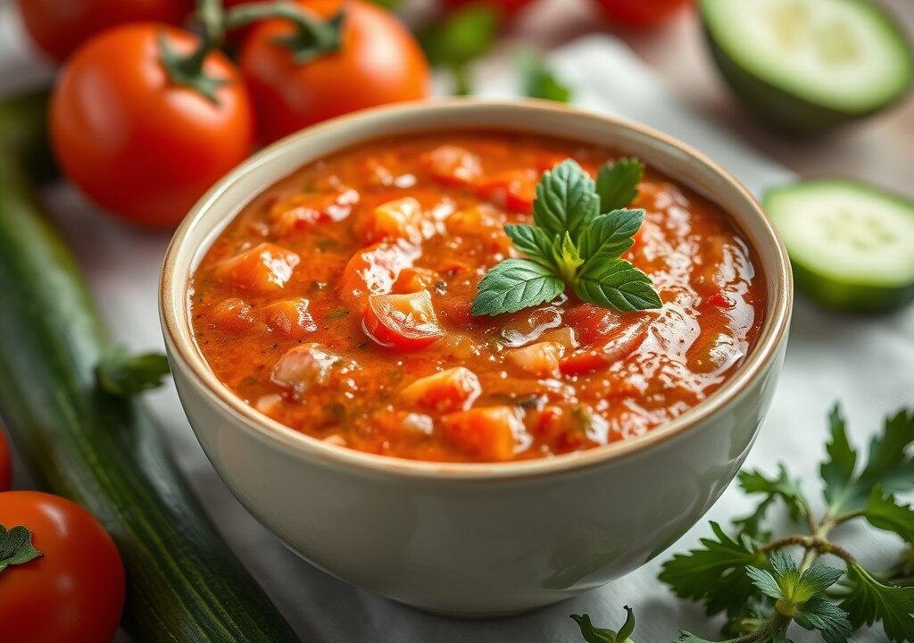 Gazpacho van Tomaten en Komkommer III, AI-gegenereerde illustratie