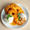 Gebakken ananas met rumsaus