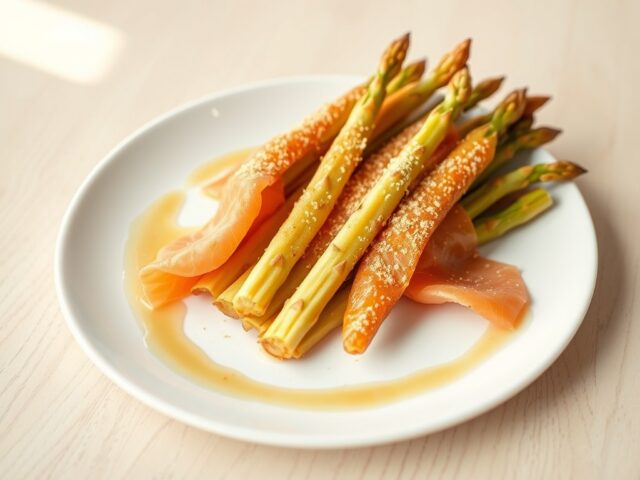 Gebakken asperges met gerookte zalm ( zie opm)