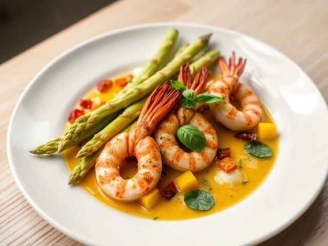 Gebakken asperges met langoustines