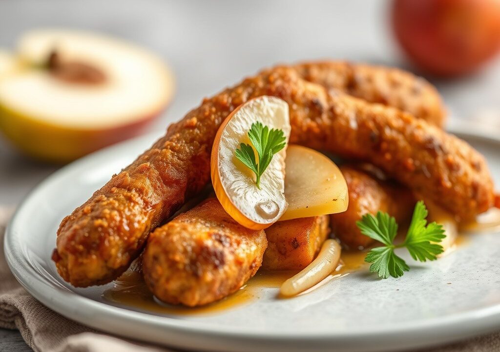 Gebakken bloedworst met appels en canisiusstroop, AI-gegenereerde illustratie