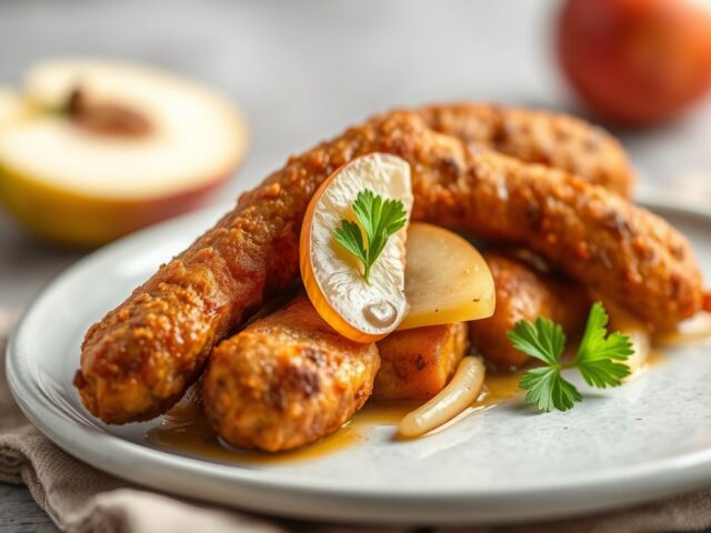 Gebakken bloedworst met appels en canisiusstroop — AI-gegenereerde illustratie