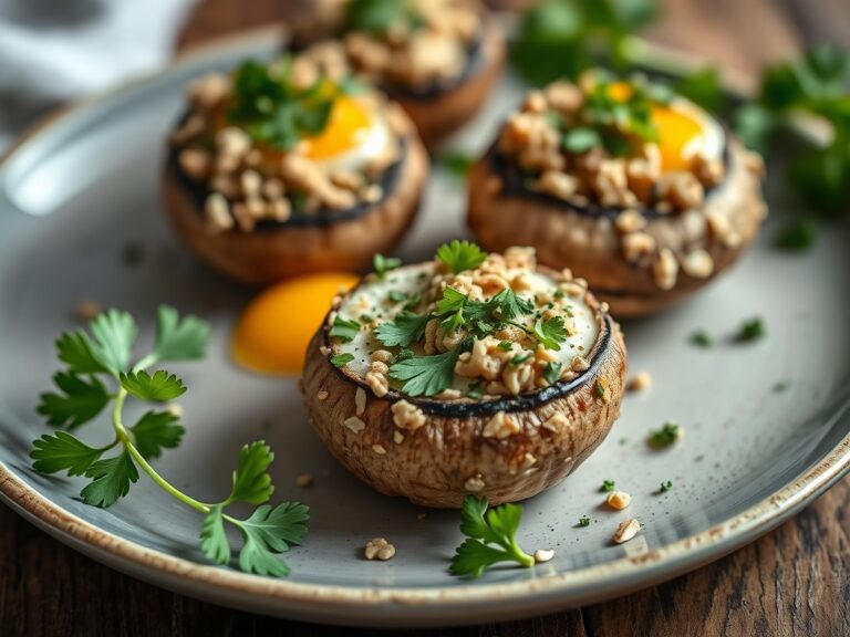Gebakken champignons met cornflakes en peterselies