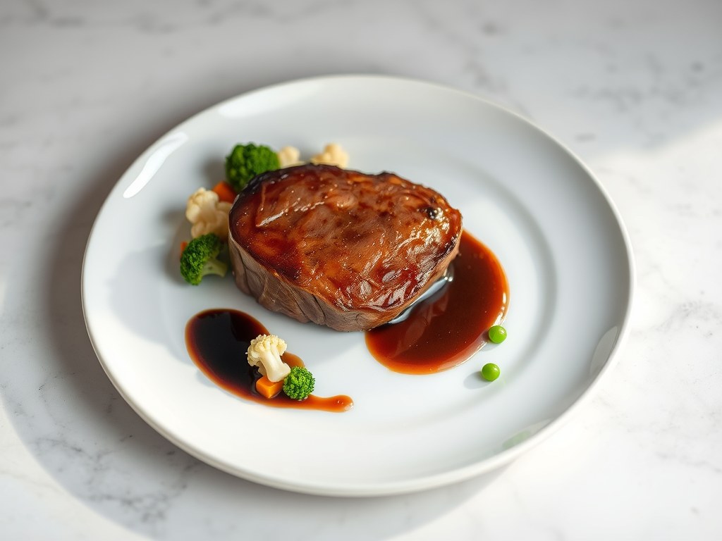 Gebakken eendenlever met banyuls en tonkabonen, AI-gegenereerde illustratie