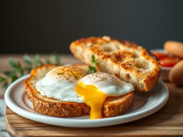 gebakken ei en getoaste brood