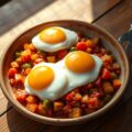 Gebakken eieren met ratatouille