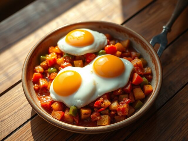 Gebakken eieren met ratatouille