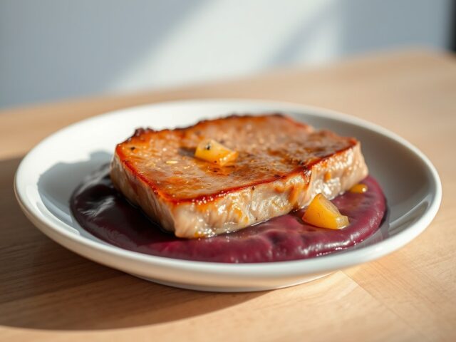 Gebakken ganzenlever met rode kool puree