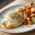 Gebakken grietfilet met groentemix en citroensap