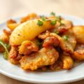 Gebakken hazelever op appelschijven