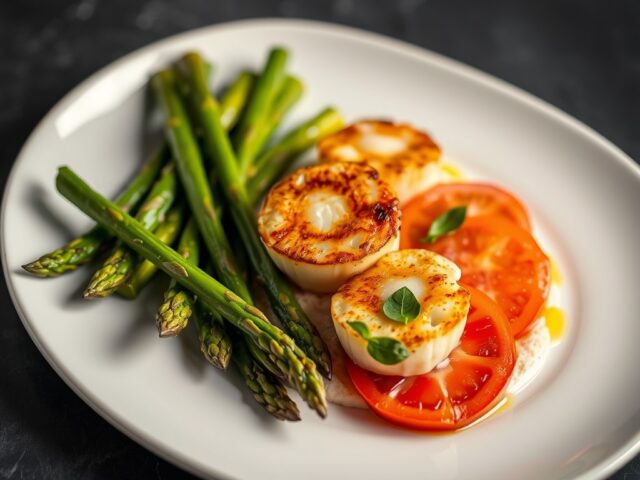 Gebakken Jacobsvruchten met in basilicum gemarinee