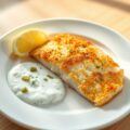 Gebakken kabeljauwfilet met knoflookyoghurt