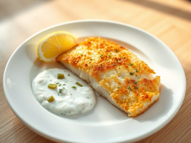 Gebakken kabeljauwfilet met knoflookyoghurt