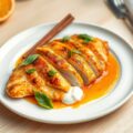Gebakken kipfilet met sinaassausje
