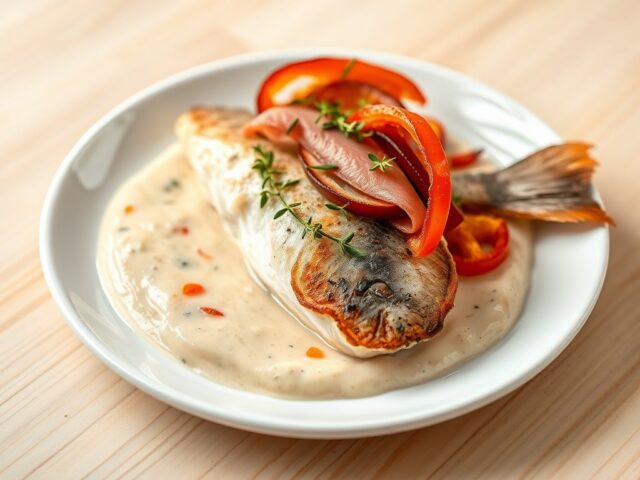 Gebakken mulfilet met ham en tonijncréme
