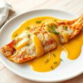 Gebakken pangasiusfilet met mosterd-sinaasappelsaus