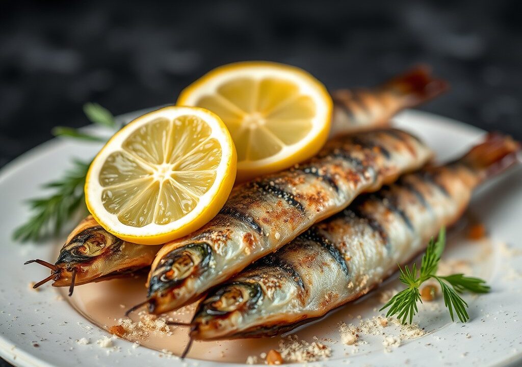 Gebakken sardines, AI-gegenereerde illustratie