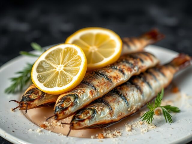 Gebakken sardines — AI-gegenereerde illustratie