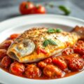 Gebakken schol met Italiaanse tomatensaus