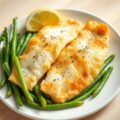 Gebakken scholfilets met knoflookboontjes