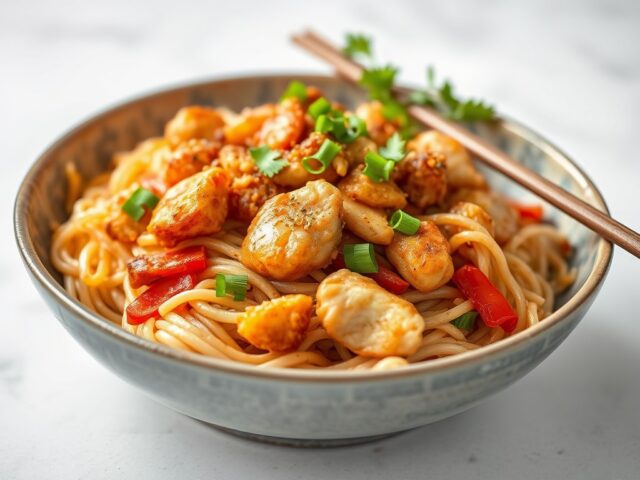 Gebakken Shanghai mie — AI-gegenereerde illustratie