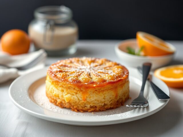 Gebakken sinaasappelcheesecake — AI-gegenereerde illustratie