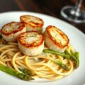 gebakken st jacobsmosselen met linten van truffelpasta