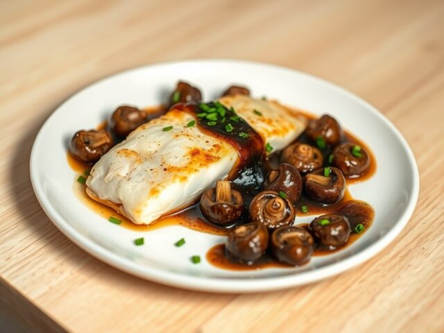 Gebakken tong, mousserons en bieslook