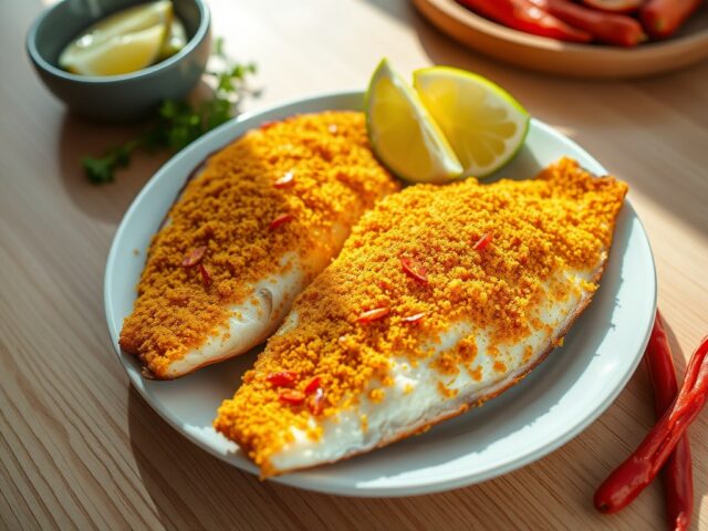 Gebakken vis met een pikant korstje