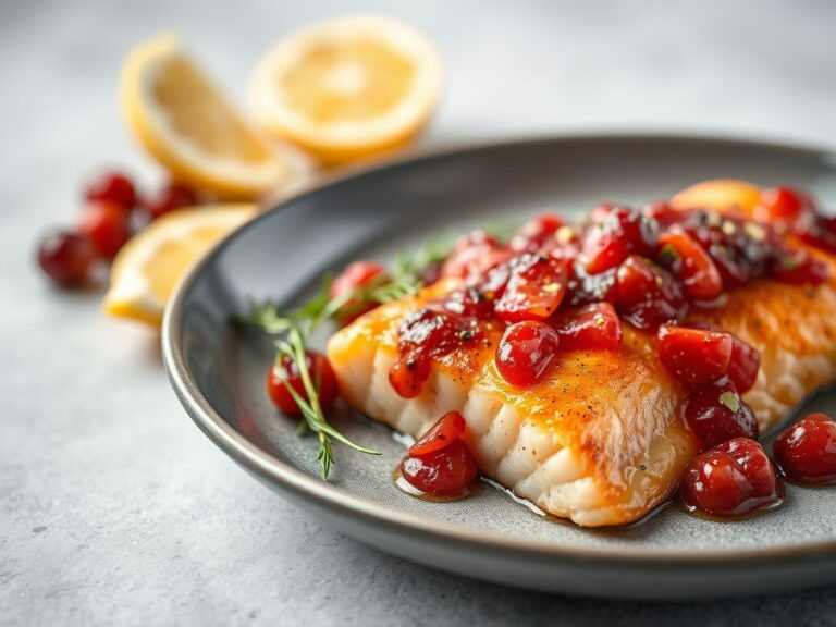Gebakken zalm met cranberry-tijmrub