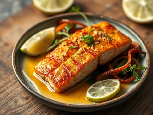 Gebakken Zalm met Limoensaus — AI-gegenereerde illustratie