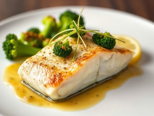 Gebakken zeebaars met broccoli