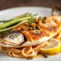 Gebakken zeeduivel met kappertjes en krokante witlof-julienne
