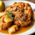 Gebakken zwezerik in appel- calvadossaus.