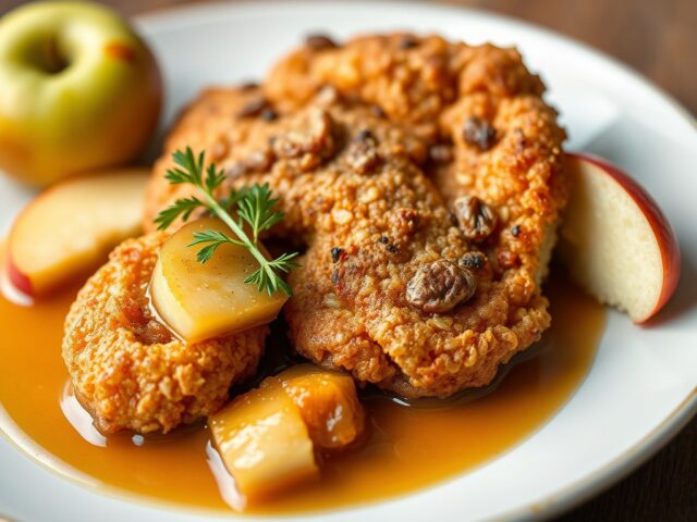 Gebakken zwezerik in appel- calvadossaus.