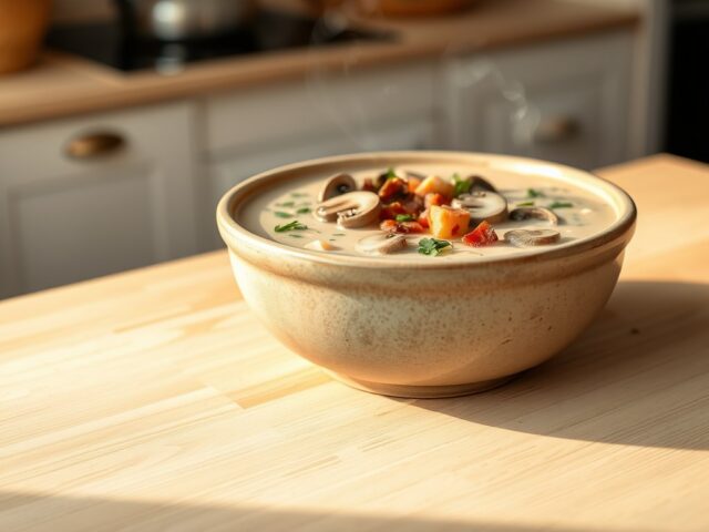 Gebonden champignon soep